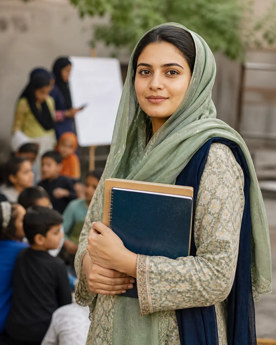Ayesha Khan volunteering at a community education program